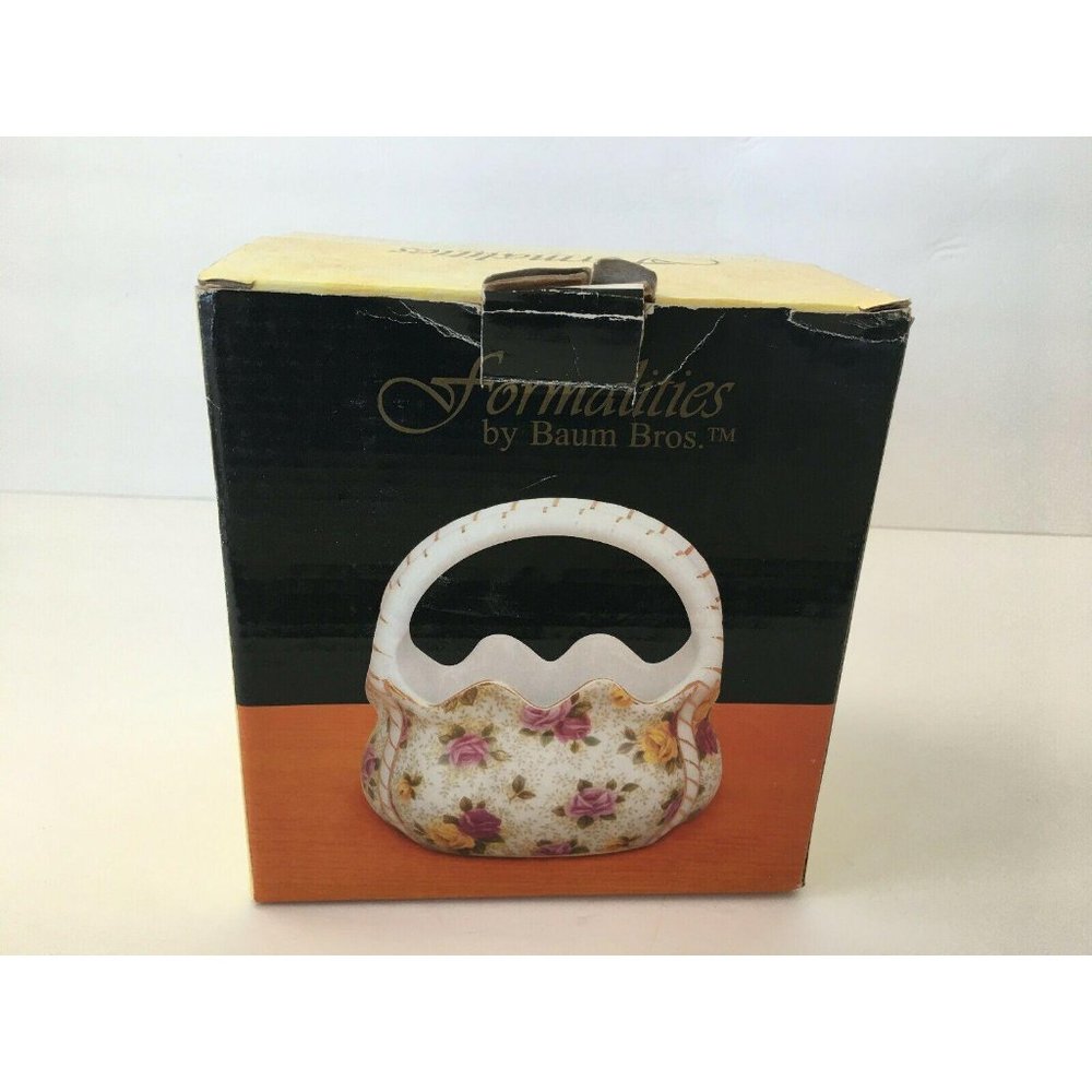 Formalities by Baum Bros Porcelain Basket Vase Ros